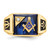 14KT Men's Polished and Textured with Black Enamel, Imitation Blue Spinel and AA Quality Diamond Masonic Ring