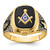 14KT Men's Polished, Antiqued and Textured with Onyx Masonic Ring