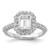 14KT White Gold Halo Plus (Holds 1 carat (6.5x4.8mm) Emerald-cut Center Bezel) 5/8 carat Diamond Semi-Mount Engagement Ring