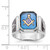 14KT White Gold Polished and Textured with Black Enamel and Imitation Blue Spinel Masonic Ring