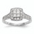 14KT White Gold Square Halo Cluster 3/4 carat Princess/Round Diamond Complete Engagement Ring