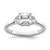 14KT White Gold 3 Stone Half Moon/Cushion Semi-Mount Diamond Ring