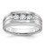 IBGoodman 14KT White Gold Men's Polished Satin and Grooved 3-Stone 1/2 Carat AA Quality Diamond Ring