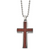 Stainless Steel Polished with Wood Inlay Cross 22in Necklace