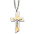 Chisel Stainless Steel Brushed and Polished Yellow IP-plated Crucifix on a 24 inch Curb Chain Necklace