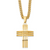 Chisel Stainless Steel Brushed and Polished Yellow IP-plated Cross Pendant on a 24 inch Curb Chain Necklace