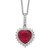 Cheryl M Sterling Silver Rhodium-plated 100 Facet Lab Created Ruby and Brilliant-cut White Cubic Zirconia Heart Halo 18 Inch Necklace
