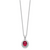 Cheryl M Sterling Silver Rhodium-plated Brilliant-cut Lab Created Ruby and Brilliant-cut White Cubic Zirconia Oval Halo 18.25 Inch Necklace