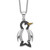 Cheryl M Sterling Silver Rhodium-plated with Black Rhodium Accent Enameled Brilliant-cut Black and White Cubic Zirconia Penguin 18 Inch Necklace