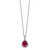 Cheryl M Sterling Silver Rhodium-plated Brilliant-cut Lab Created Ruby and Brilliant-cut White Cubic Zirconia Teardrop Halo 18 Inch Necklace