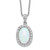 Cheryl M Sterling Silver Rhodium-plated Cabochon Lab Created Opal and Brilliant-cut Cubic Zirconia Oval Halo 18 Inch Necklace