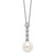 Majestik Sterling Silver Rhodium-plated 10-11mm Imitation Shell Pearl Cubic Zirconia Spring Ring Clasp 17 inch Necklace