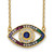 Prizma Sterling Silver Gold-tone 14K Flash Gold-plated 16 inch Colorful Cubic Zirconia Evil Eye Necklace with 2 inch Extender