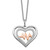 Sterling Silver RH-plated Rose-tone Cubic Zirconia Heartbeat with 2in ext Necklace