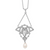 Sterling Silver Rhodium-plated Cubic Zirconia and Freshwater Cultured Pearl Drop 18.5inch Necklace