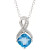 SS Blue Topaz & Diamond Pend Necklace