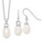 Sterling Silver Rhodium-plated 10-11mm FWC Pearl Earring/Necklace Set