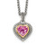 Shey Couture Sterling Silver with 14K Accent 18 Inch Antiqued Heart Bezel Created Pink Sapphire Necklace