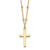 14K Polished and Diamond-cut Cross with  2in ext. Necklace