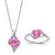 Sterling Silver Diamond & Created Pink Sapphire Heart Ring & Necklace Set