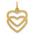 14K Gold  Polished Double Heart Pendant