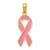 10K Gold  Pink Enameled Awareness Ribbon Pendant