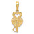 10K Gold  Polished Heart Key and Heart Lock Charm