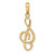 14K Gold  3-D Clef Treble Clef Pendant