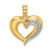 10K Gold  W/ Rhodium Polished and Textured Heart Charm