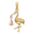 14K Gold  Two-tone Stork Pendant