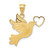 14K Gold  Dove w/Heart Pendant