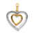 14K Gold t Two-tone Heart Charm Diamond Heart Pendant