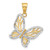 14K Gold  and White Rhodium D/C Butterfly Pendant