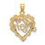 14K Gold  Two-tone w/White Rhodium MOM in Heart Charm