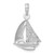 14K Gold  White Gold Polished 3-D Sailboat Charm