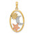 14K Gold  Two-tone w/White Rhodium Sun, Moon and Star Oval Pendant