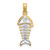 14K Gold  w/Rhodium 3-D Fishbone Charm