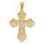 14K Gold  w/Rhodium Diamond-cut Filigree Cut-out Cross Pendant