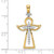 14K Gold  Two-tone Polished Diamond Cross