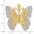 14K Gold  w/ Rhodium Solid Polished Diamond-cut Filigree Butterfly Pendant