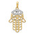 14k and White Rhodium D/C Evil Eye Hamsa Pendant