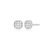 Cushion Pave Stud Earrings Rhodium Plated Sterling Silver