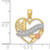 14KT Gold  Polished and Engraved Cross with Heart Charm K8334