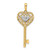 14KT Gold  Polished White and Blue CZ Hamsa Chain Slide Pendant XR2192