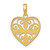 14KT Gold  with Rhodium Textured Filigree Heart Charm K9486