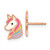 Sterling Silver Rose-tone Polished White and Rainbow Enameled Unicorn Childrens Post Earrings QTC1864