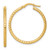 14KT Gold  Polished Diamond-cut Textured 2.00 x 28mm Tube Hoop Earrings TF2528W