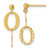 14KT Gold  Polished and Textured Fancy Oval Link Post Dangle Earrings TF2433
