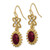 1928 Gold-tone Red and White Crystal Dangle Earrings 18HRE235Y