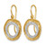 Herco 14KT Gold  with White Rhodium Polished and Textured Diamond Circle Shephard Hook Dangle Earrings 14IGEA59Y